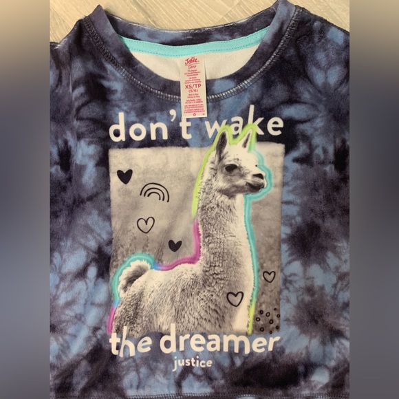 Justice Girl’s Panama’s Size XS 5/6 blue tie dye style fleece - Picture 4 of 5